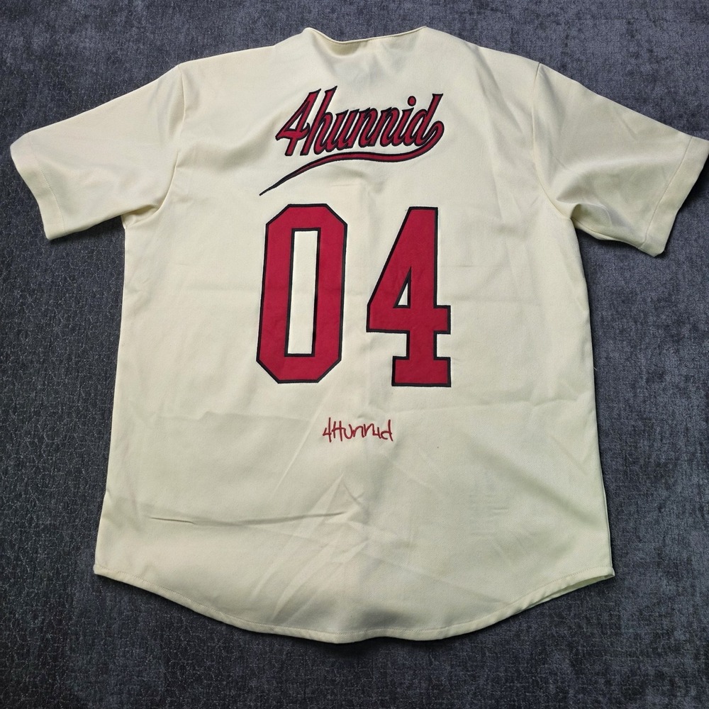 YG 4 Hunnid Baseball Jersey Mens Medium Embroidered Hip Hop Streetwear M